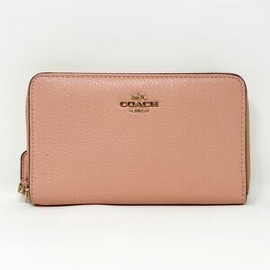 Coach Medium Id Zip Wallet in Shell Pink Leather C4124